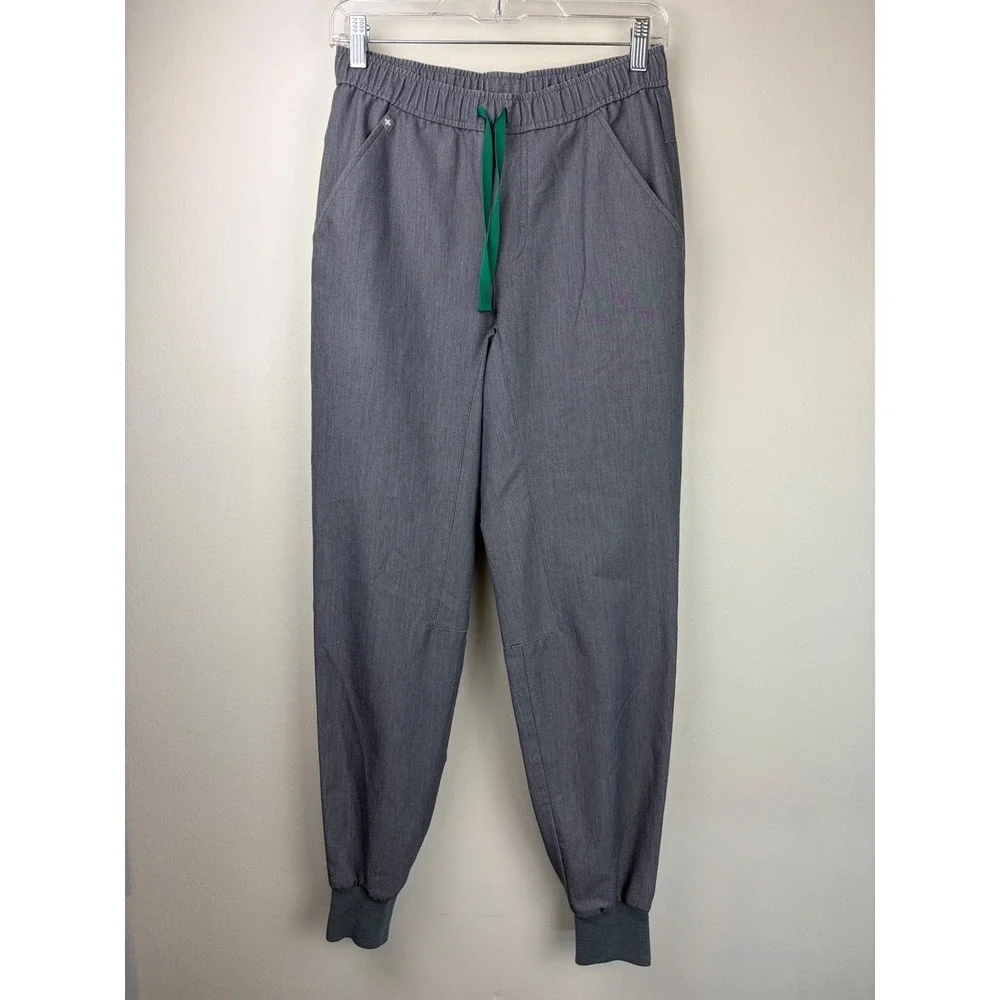 FIGS Mens Tansen Jogger XS Graphite Gray Scrub Pants Green Drawstring Technical